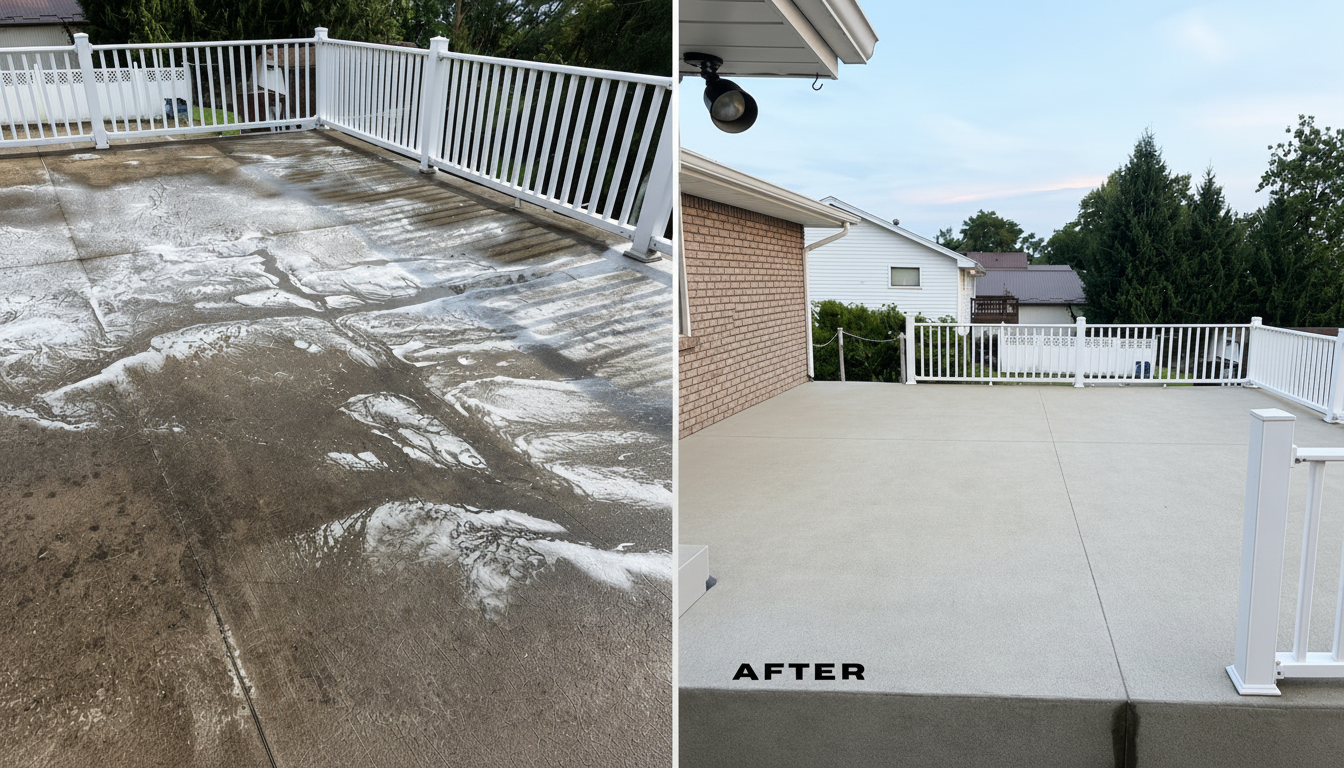 Before and after: deck and patio pressure washing